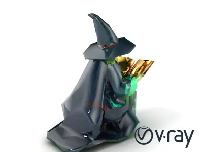 Witch and Cauldron Mystical Character model pack Low-poly 3D model