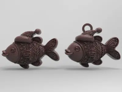 christmas fish cookie decor 2  3D print model