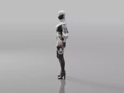  Female Cyberpunk Character Faceless Free low-poly 3D model