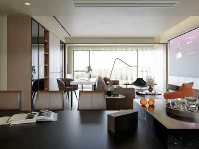 modern living room dining room interior scenes  3D model 33