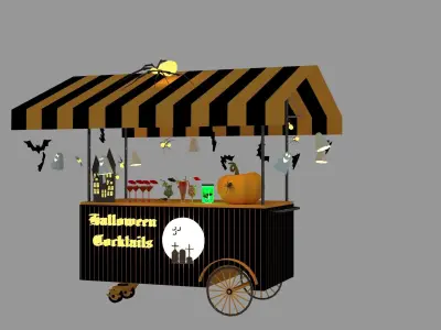 Halloween Juice Cart Low-poly 3D model