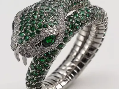 Emerald Serpent Ring 3D model