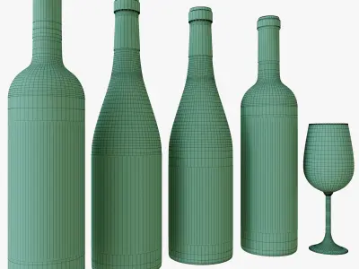 Wine bottle set 12 3D model