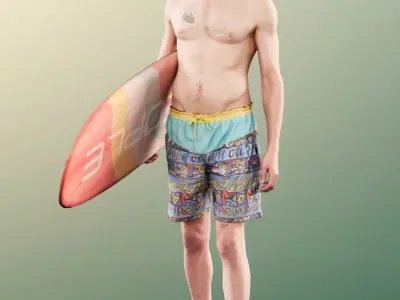 Milo 11233 - 4 Texturevariations - surfer beach boy man maui  3D model