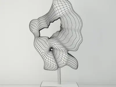 Teak Wood Table Top Decoration 3D model