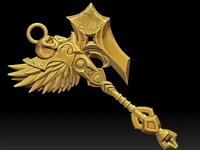 Pendant Axe Pendant Sculpture jewelry gold necklace 3D print model