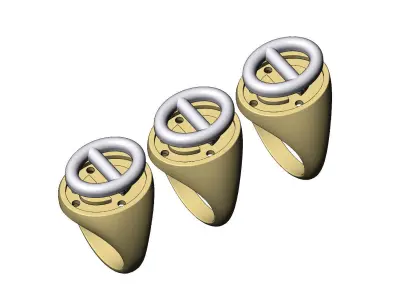 Rounded anchor link inserts oval signet US sizes 7 8 9 3D print model