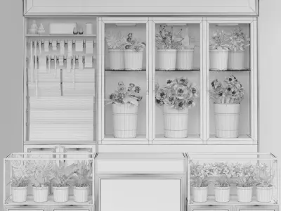 Florist Shops interior Collection Flower store refrigerator 3D model