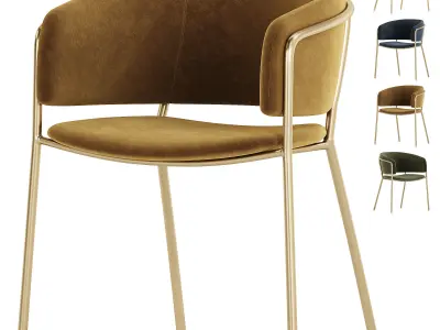 Chair La Forma Konnie beige chenille golden legs 3D model