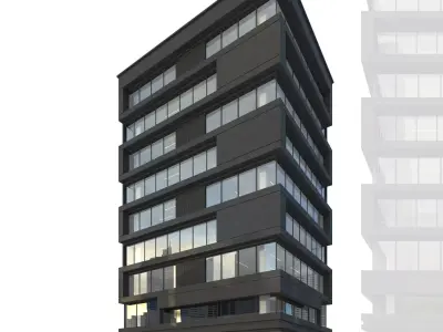 Modern office building No 6 Low-poly 3D model