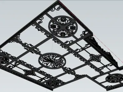 Iron Glass Roof Art Mounted Villa Facade 3D model 3D model  3D model
