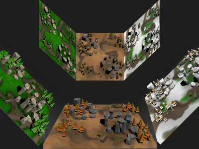 Cartoon Level Design Environments Low-poly 3D model