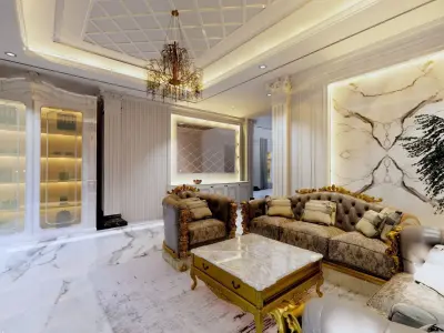 Interior 3d Luxury Design Guest Room  3D model