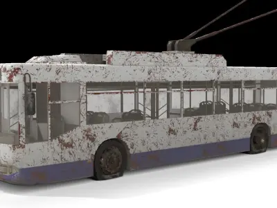 Old Rusty Trolleybus Low-poly 3D model
