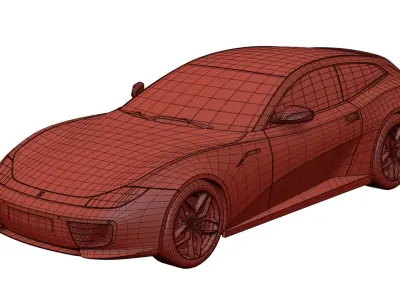 Luxury italian sport car unbranded 3D model