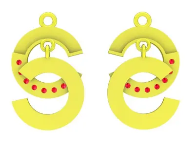 5994 luxury diamond earrings  3D print model