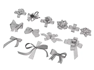 Ribbon Bows Pack 3D Gift Bow Set Low-poly 3D model