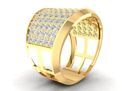 Luxury Wide Pave Diamond Grid Ring for Men  1132 3D print model