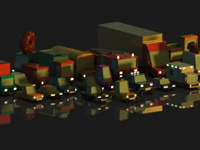 Low poly vehicles  Pack  Low-poly 3D model