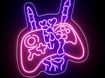 Gamer Skull Neon Sign 3D model