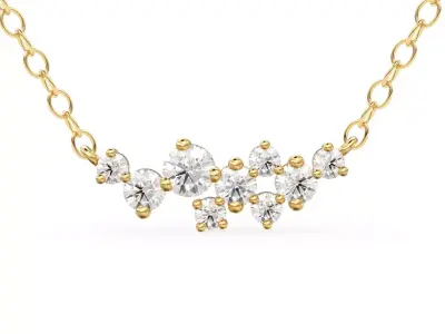 Cluster Diamond Pendant Gold Zircon Layering Necklace 3D print model