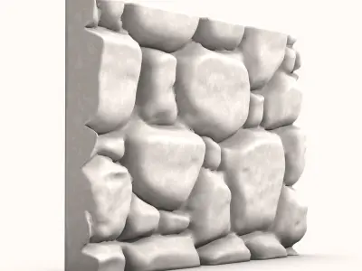 Overgrown Stone Wall Modular Piece 3D model