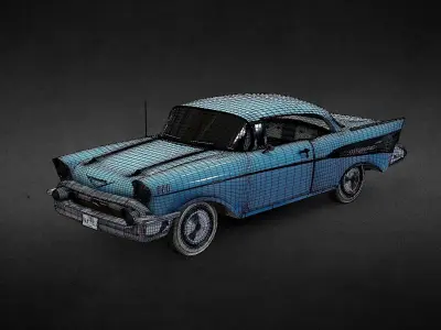 Chevrolet 1957 PBR Low-poly 3D model