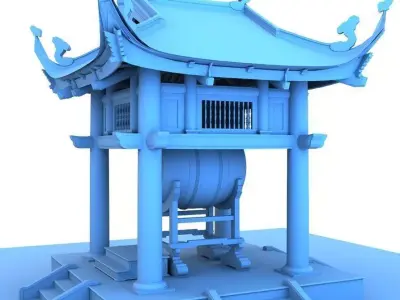 drum tower HaNoi Vietnamese 3D model 3D model