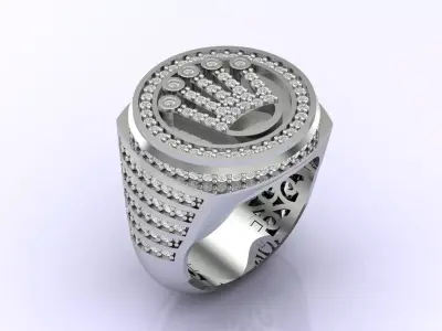 Print Ready STL 3DM  Gents Rings Diamond Men Ring  3D print model 23