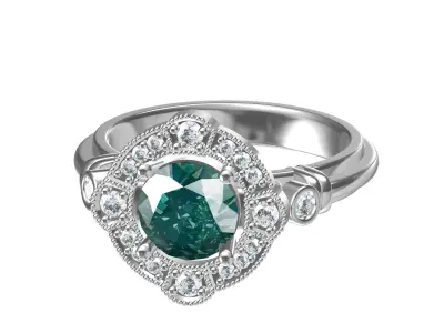 Solitaire Engagement Art Deco Ring 3D print model get