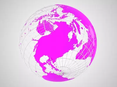 Globe News Skeleton Pink 3D model