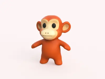Little animal baby - Monkey cute - Animated  Low-poly 3D model