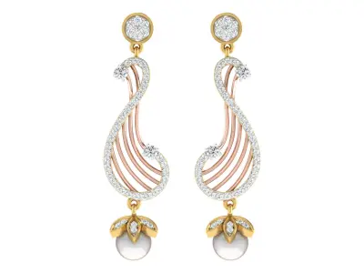 Women Drop Earrings 3dm STL OBJ FBX Renders Details 3D print model 6