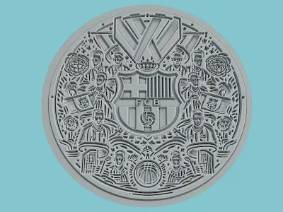 FC Barcelona Medallion Football 3D print model