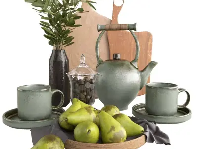 Kitchen decorative set 01 3D model