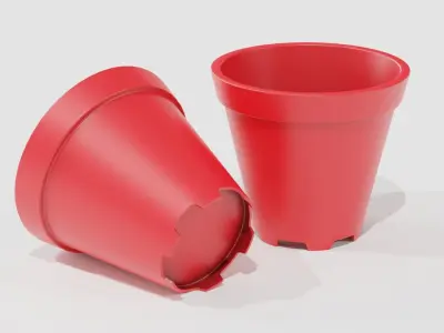 Red Plastic Vase Low-poly 3D model