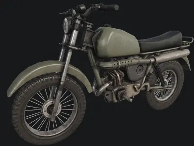 Old Motorcycle PBR Low-poly 3D model