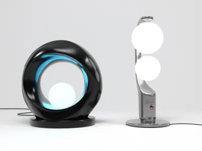 Sci-fi Lamps Low-poly 3D model