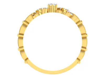 Light Weight Yellow Gold Diamond Ring  -EZ R-206 3D print model