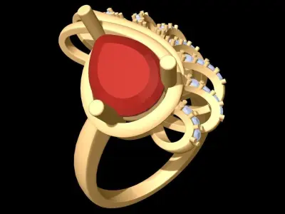 Stone Ring - Womens Rings - GN249 3D print model