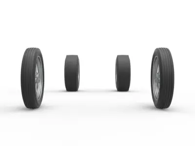 Wheel Set of Vintage Front engine dragster V6 Scale 1 to 25 3D print model