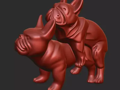French Bulldog Couple Sculpture 3D print model