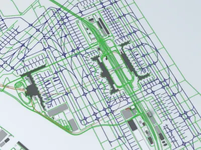 Tokyo Haneda HND Airport Roads Buildings and Public Transport 3D model