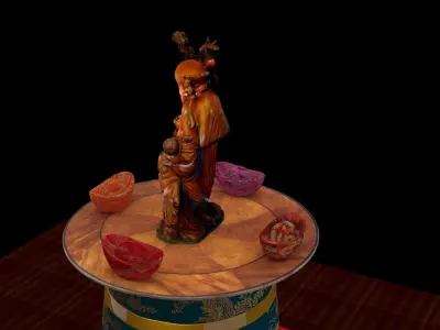  Chinese wood carved sculpture   3D model