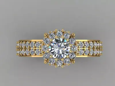 Side Stone Woman Wedding Ring 3D print model