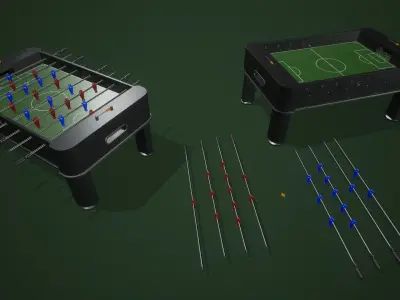 Classic Foosball Machine Low-poly 3D model