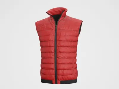 Jacket Sleeveless Puffed Red Low-poly 3D model