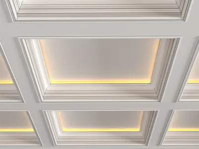 Modern coffered illuminated ceiling Art Deco style  3D model