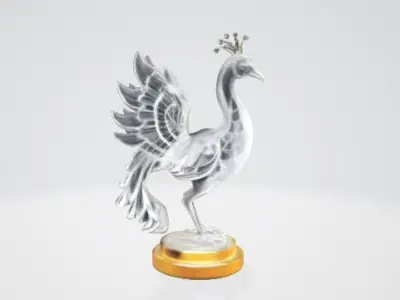 Elegant  Glass Peacock Showpiece for Interior Decoration 3D print model