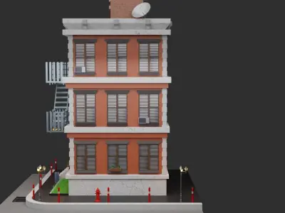 low poly buillding house Low-poly 3D model